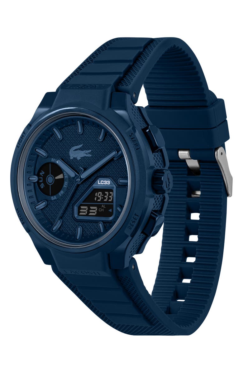 Lacoste LC33 Silicone Strap Watch, 45mm, Alternate, color, Navy