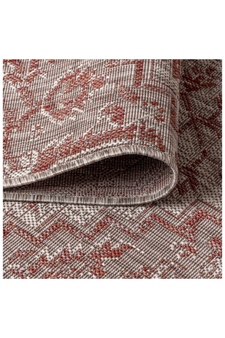 Estrella Bohemian Medallion Textured Weave Indoor/Outdoor Area Rug, Alternate, color, Red/Taupe