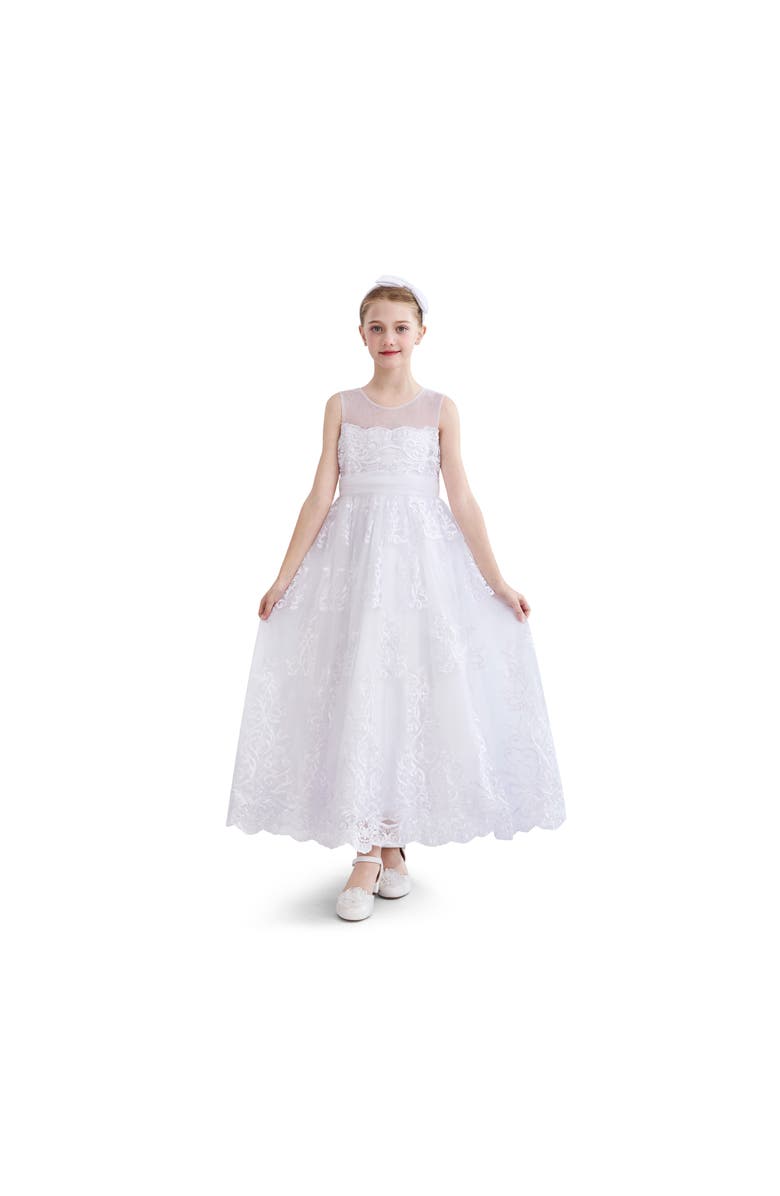 Tulleen Auresta Lace Sleeveless Dress, Main, color, White