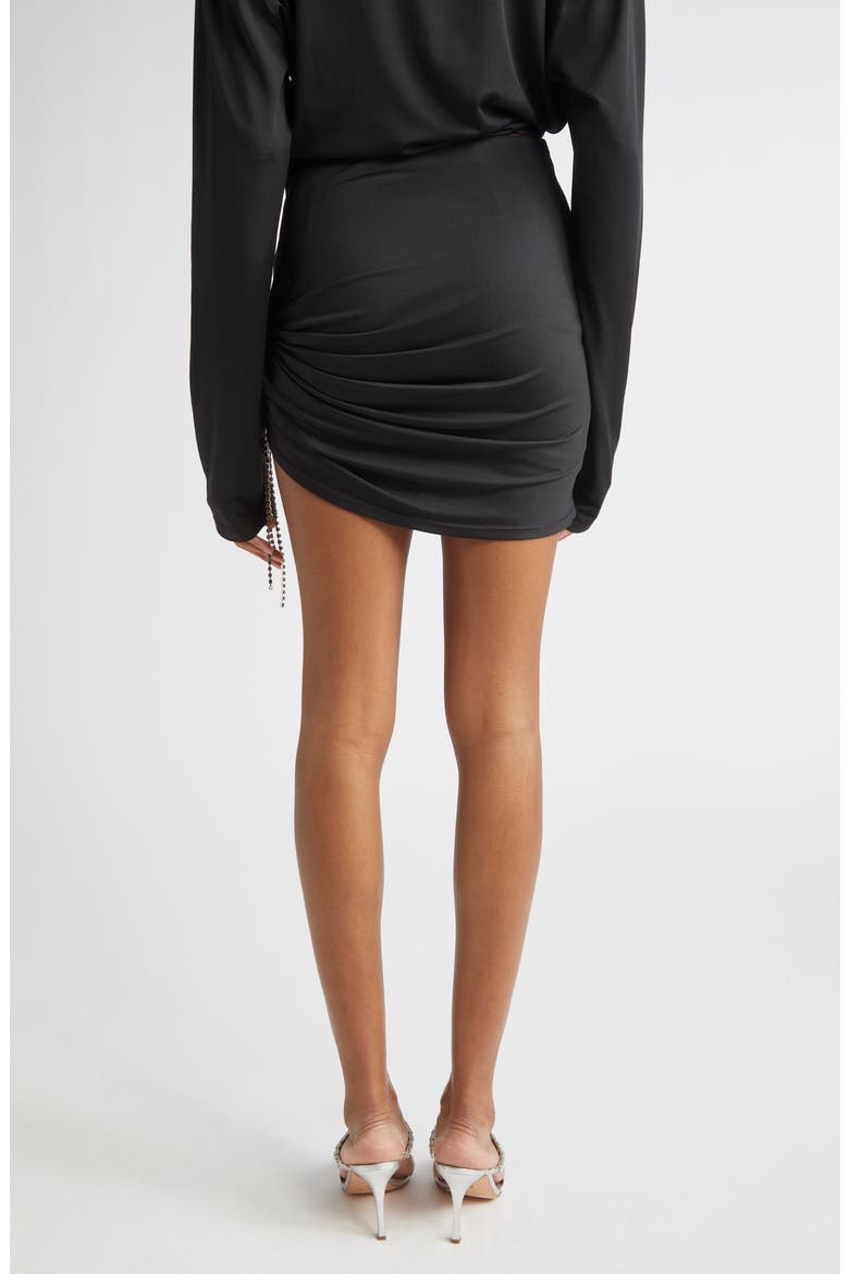 Crystal Flower Draped Miniskirt, Alternate, color, BLACK