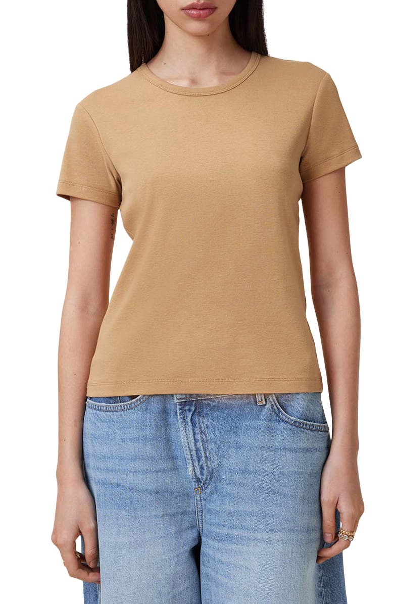 AllSaints Stevie Cotton T-Shirt, Main, color, Iced Coffee Brown