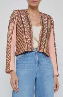L'AGENCE Deco Beaded Crop Jacket
