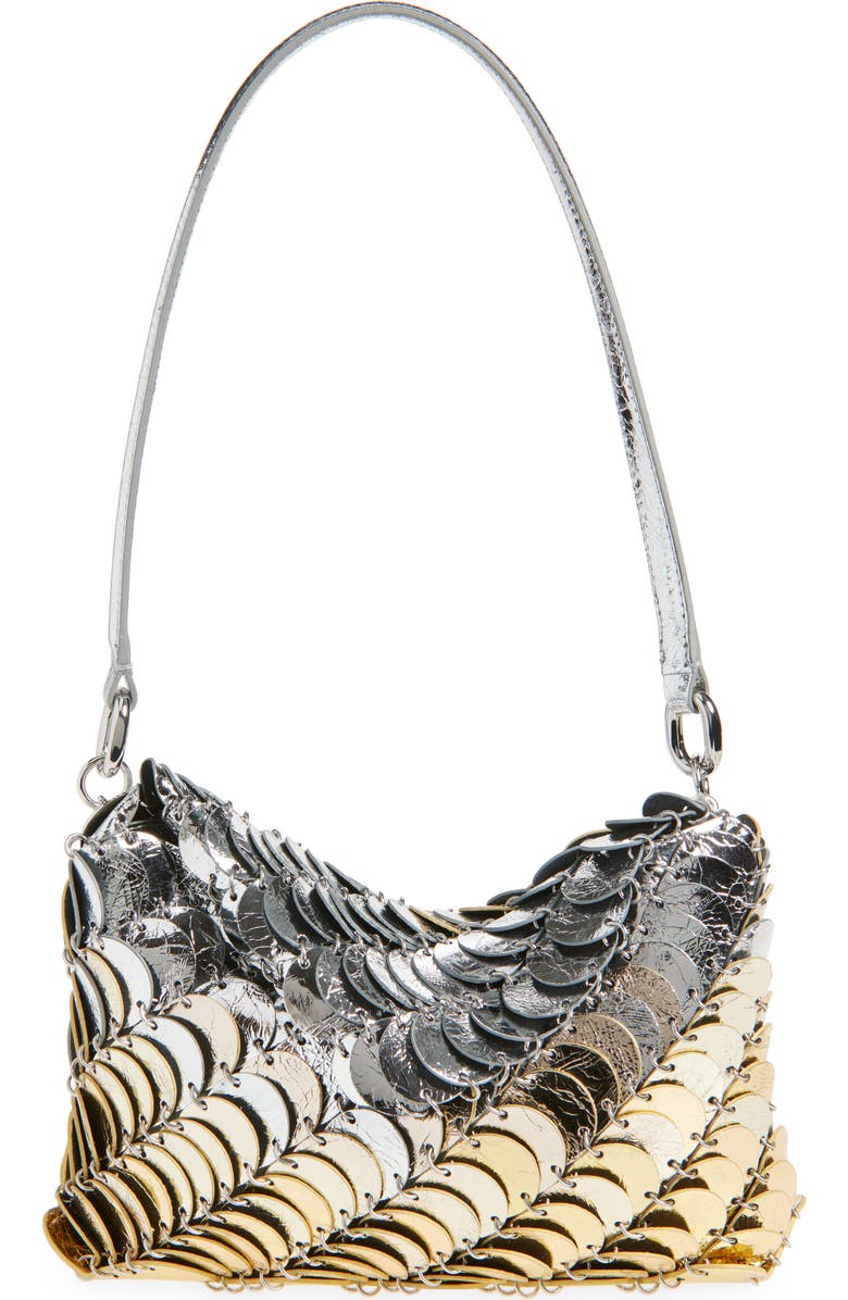Rabanne Paco Metallic Leather Hobo Bag, Main, color,