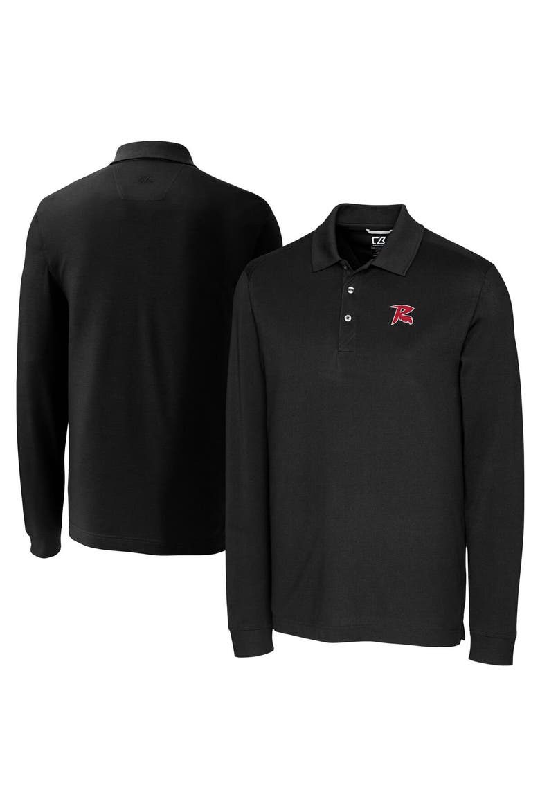 Men's Cutter & Buck  Black Richmond Flying Squirrels Advantage Tri-Blend Pique Big & Tall Long Sleeve Polo, Main, color, Black
