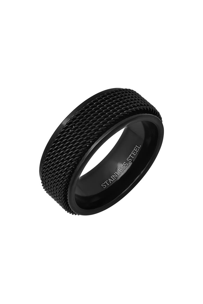 Men's Textured Ring, Alternate, color, BLACK
