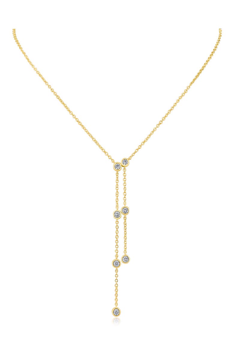 Cubic Zirconia Double Drop Y-Necklace, Main, color, GOLD PLATED