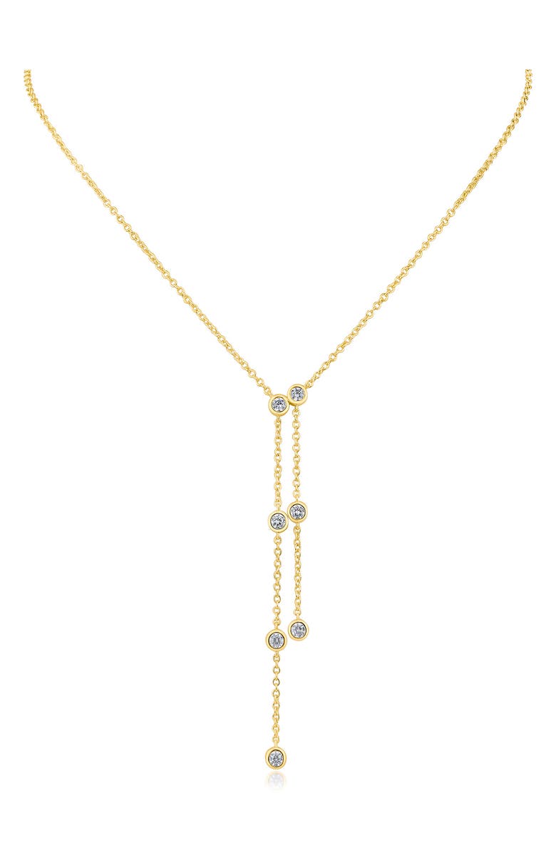 CZ by Kenneth Jay Lane Cubic Zirconia Double Drop Y-Necklace, Main, color, Gold Plated