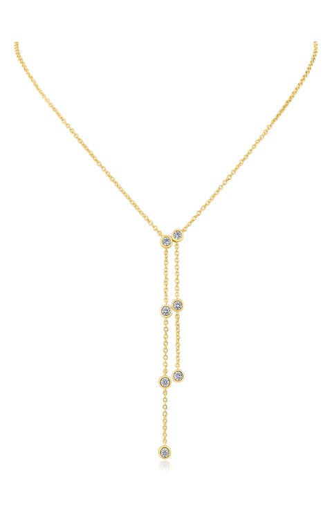 Cubic Zirconia Double Drop Y-Necklace