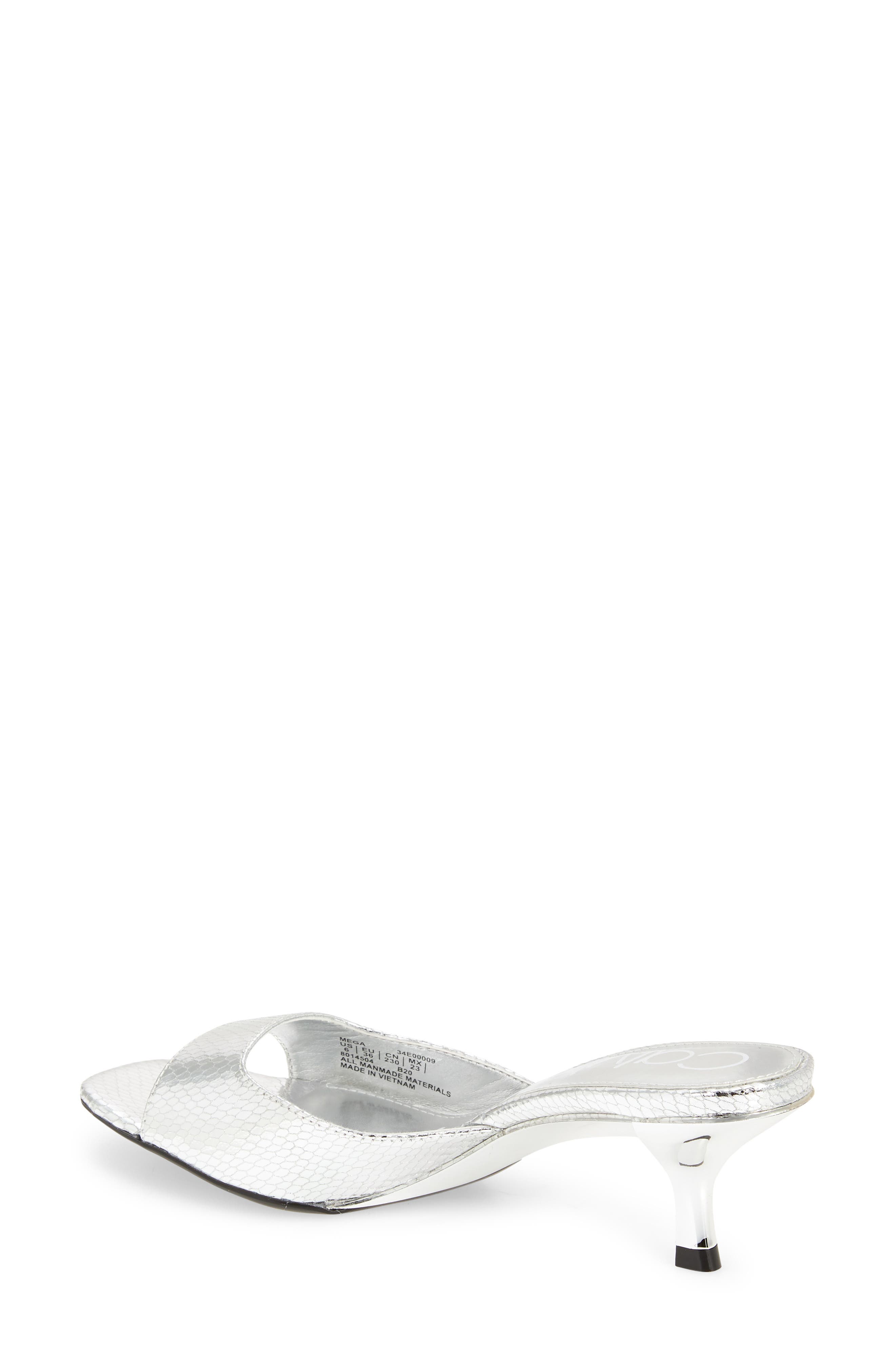 Mega Kitten Heel Slide Sandal, Alternate, color, SILVER FAUX LEATHER