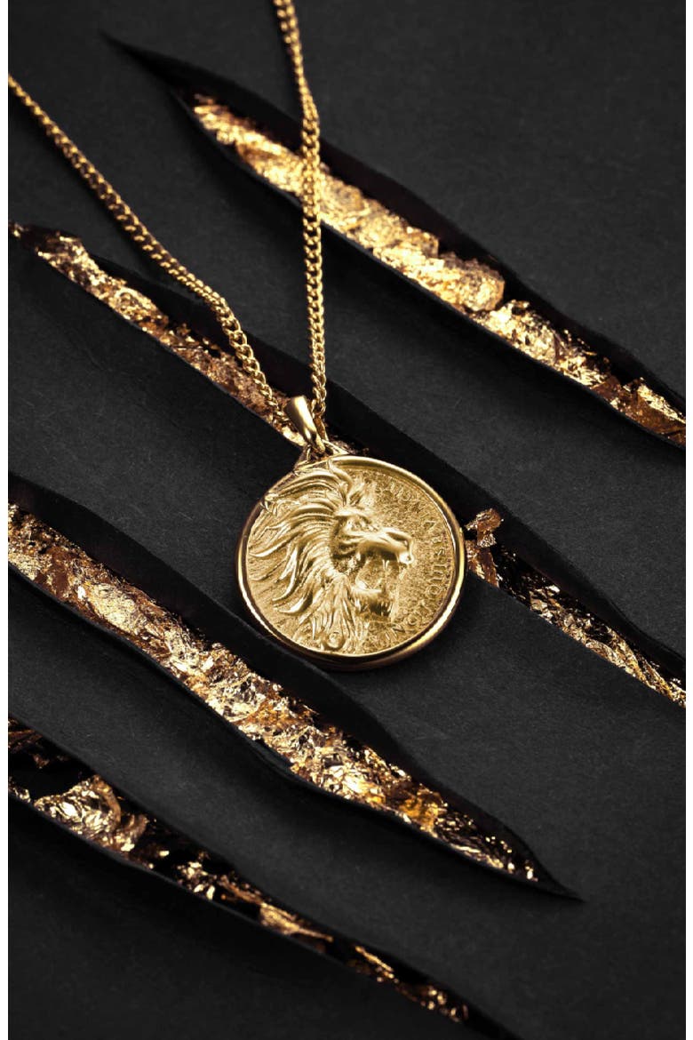 Men's Lion Pendant Necklace, Alternate, color, GOLD