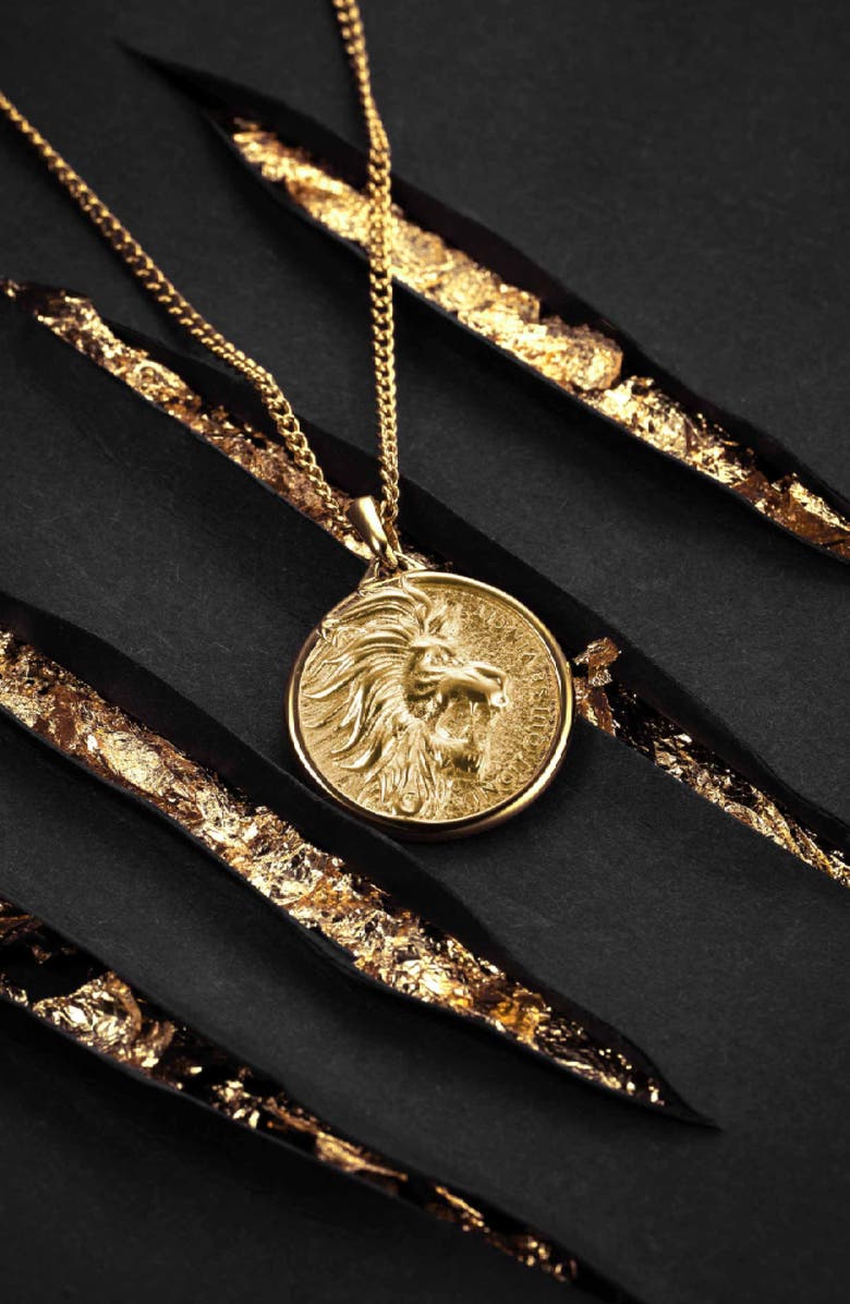 Vincero Men's Lion Pendant Necklace, Alternate, color, Gold