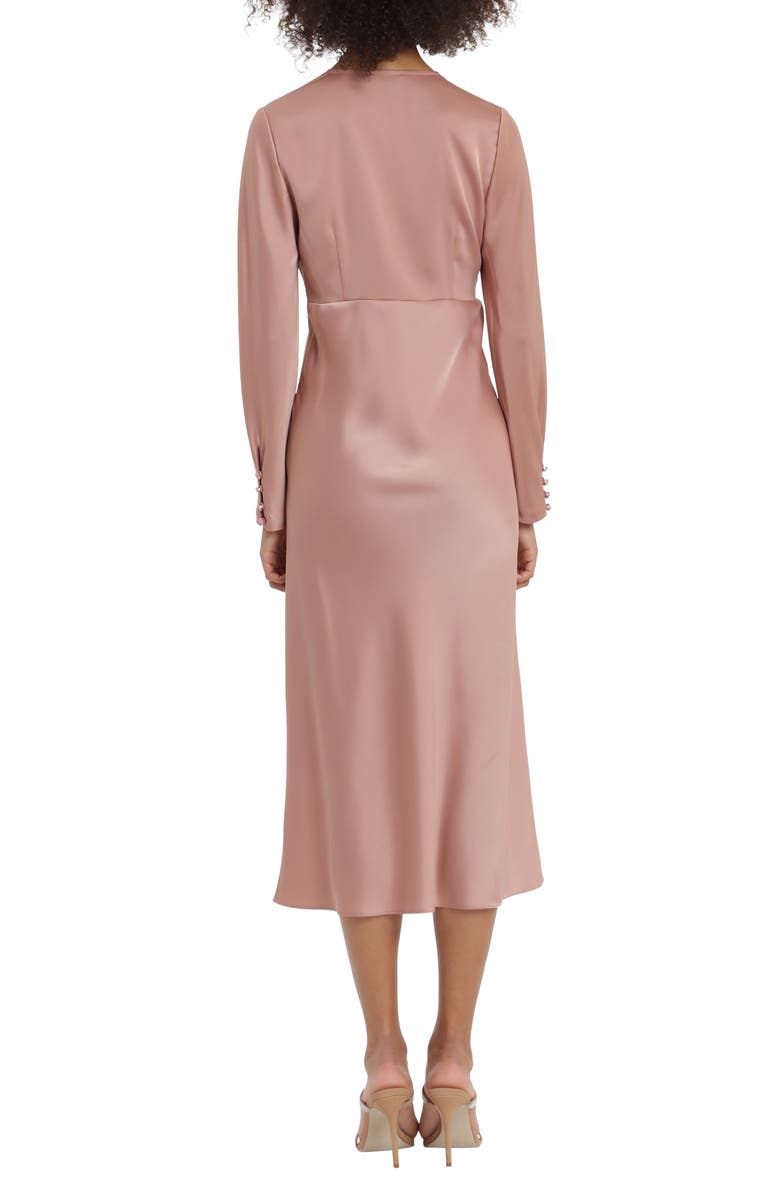 Maggy London Twist V-Neck Long Sleeve Midi Dress, Alternate, color, 