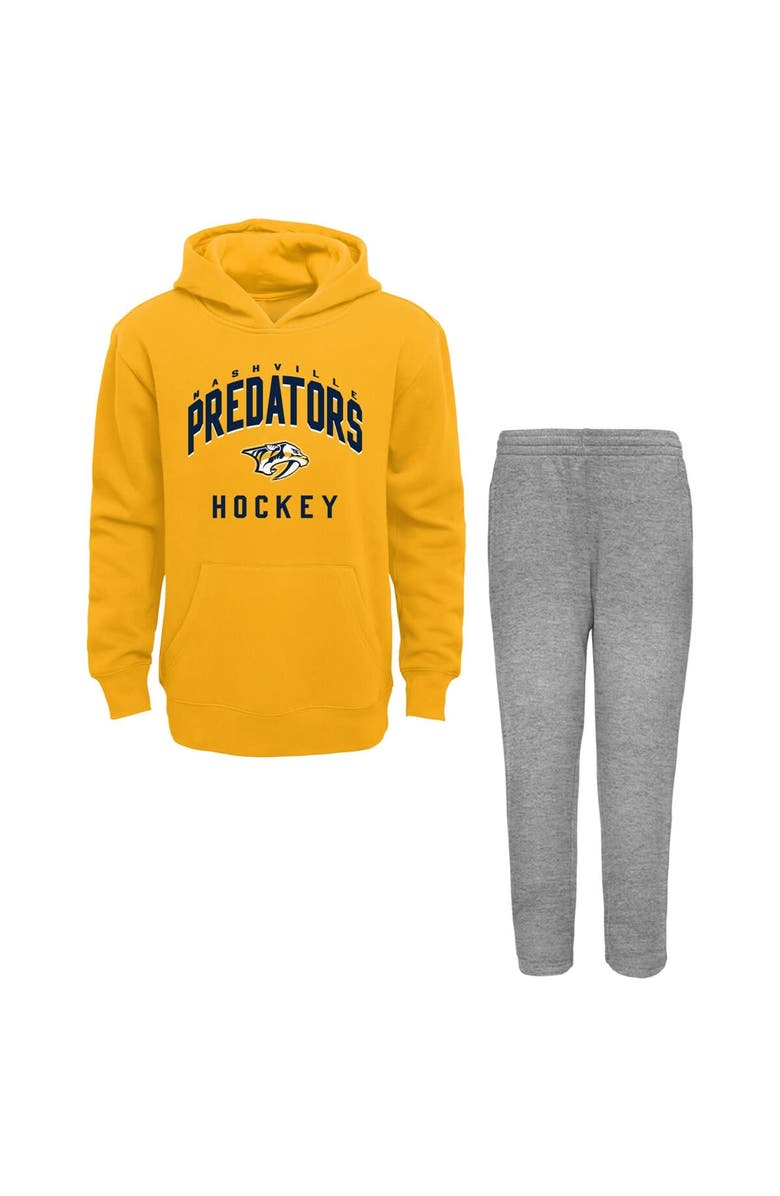 Outerstuff Toddler Gold/Heather Gray Nashville Predators Play by Play Pullover Hoodie & Pants Set, Main, color, Gold