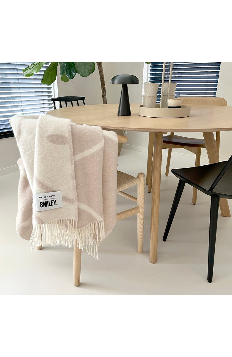 Maison Deux Smiley Blanket, Alternate, color, Open White