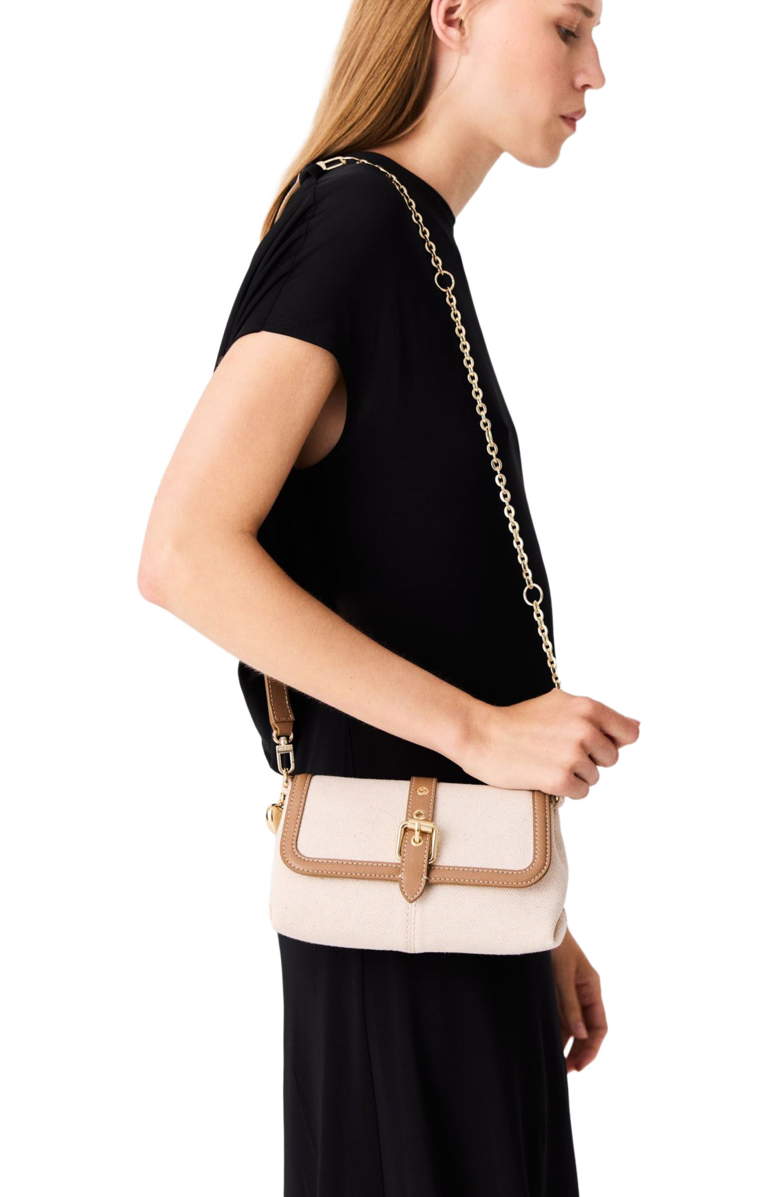 maje Miss M walk canvas & leather mix, Alternate, color, Moka/White