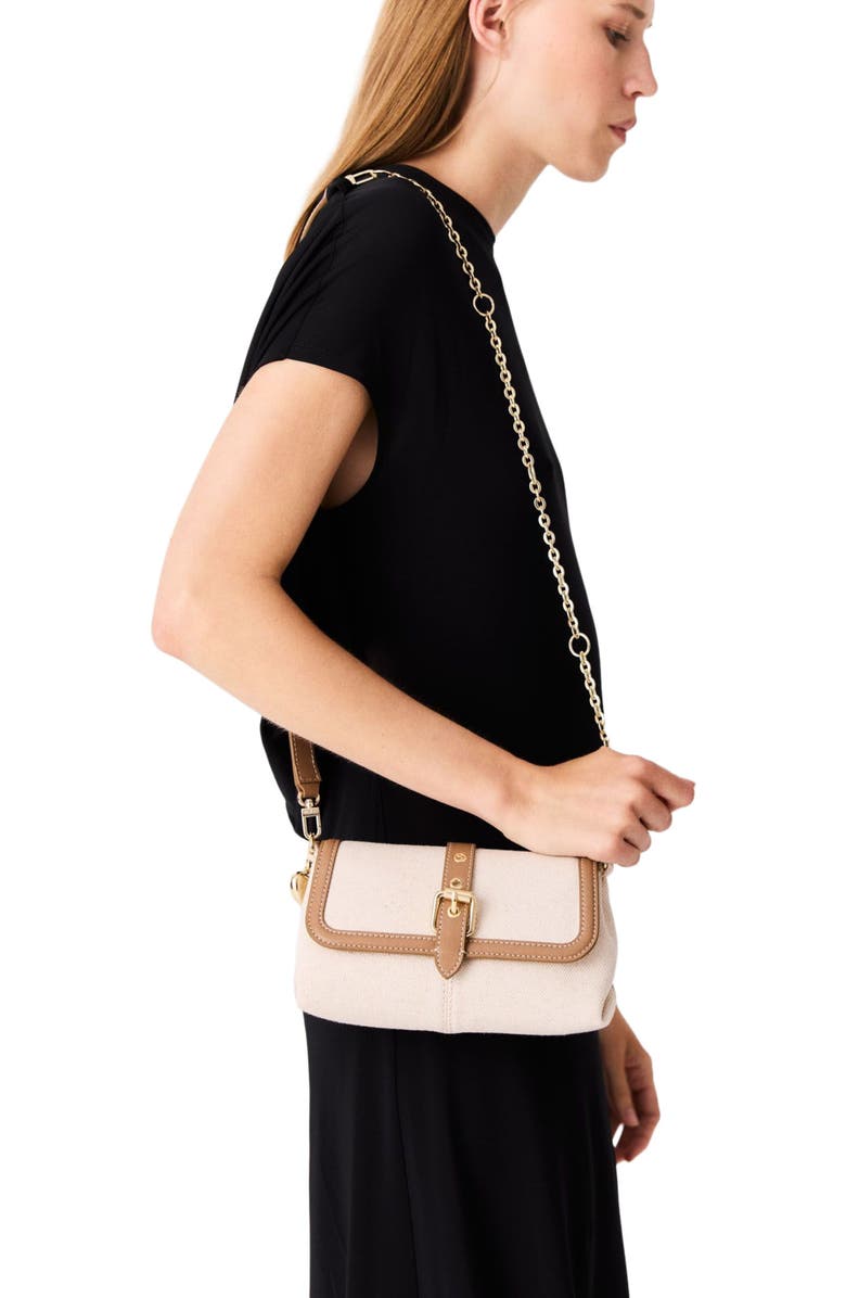 maje Miss M walk canvas & leather mix, Alternate, color, Moka/White