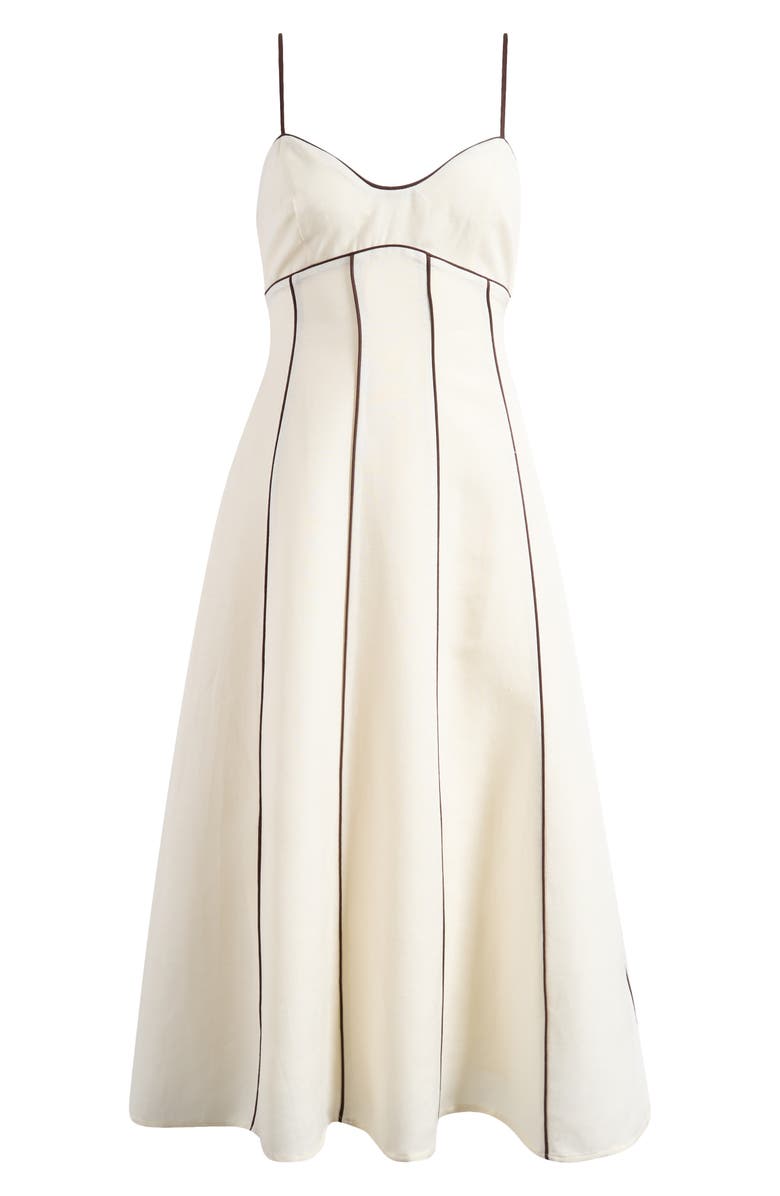 Ever New Roma Contrast Piping Midi Dress, Alternate, color, Porcelain/ Chocolate