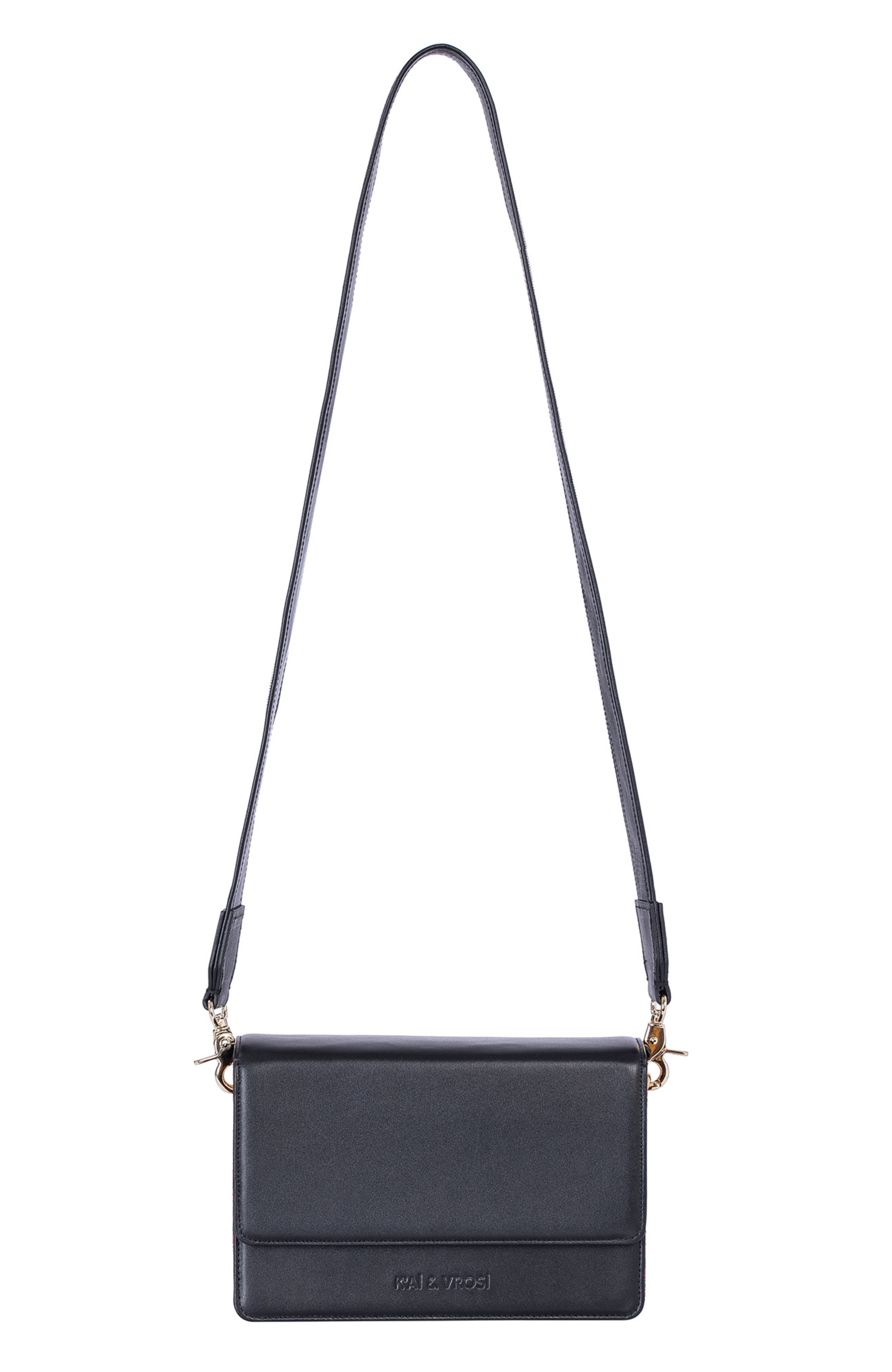 K'Ai & Vrosi Leather Structured Crossbody Bag in Black 