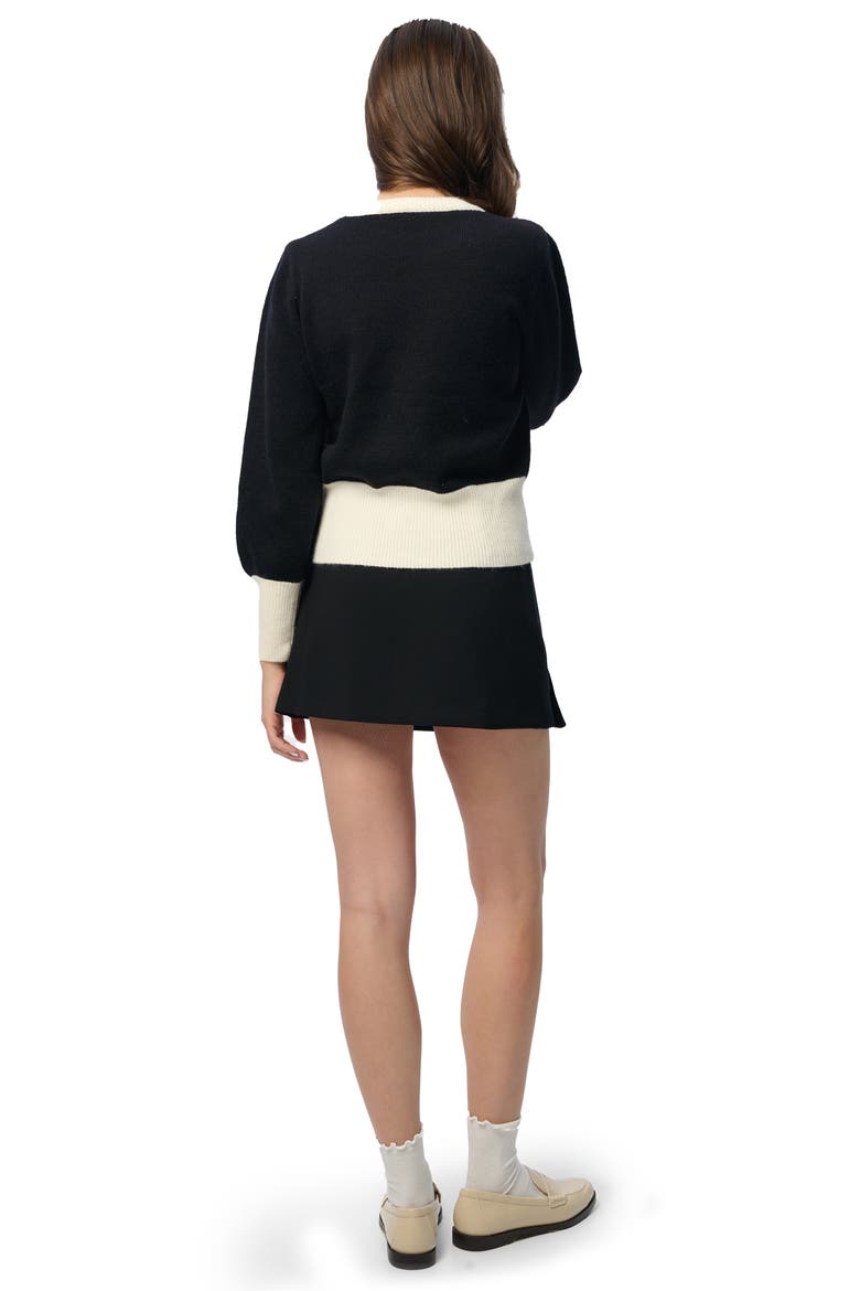 Ruffled Bloom Pullover Sweater, Alternate, color, BLACK