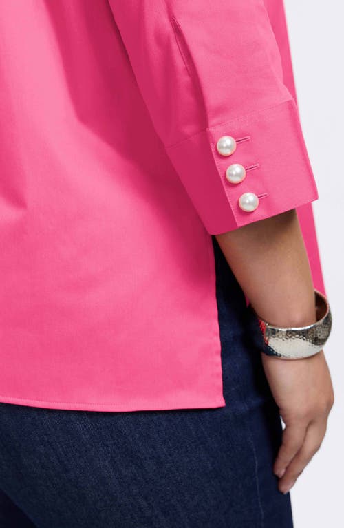 Foxcroft Pearly Cotton Blend Button-up Shirt In Pink Flambe