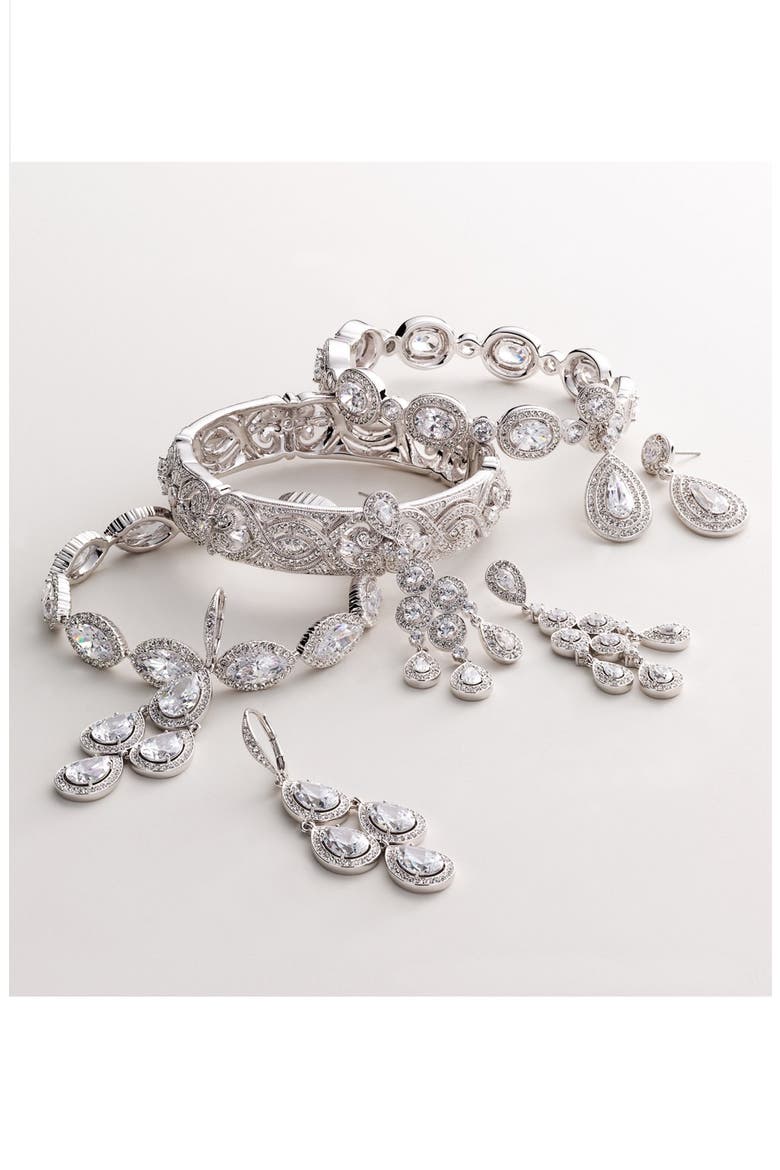 Framed Chandelier Earrings, Alternate, color, SILVER/ CLEAR
