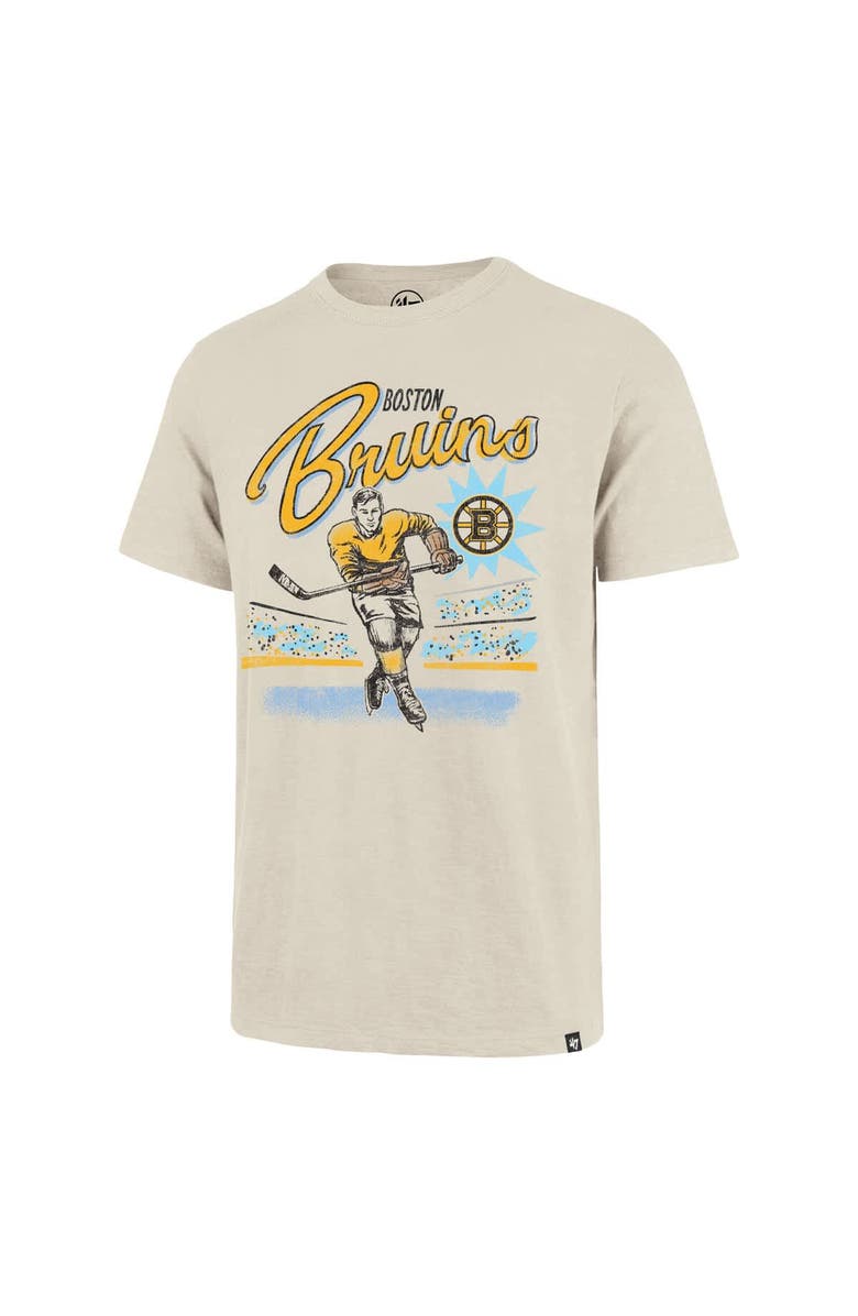 '47 Men's '47  Natural Boston Bruins Hockey Player Golden Age Scrum T-Shirt, Alternate, color, Natural