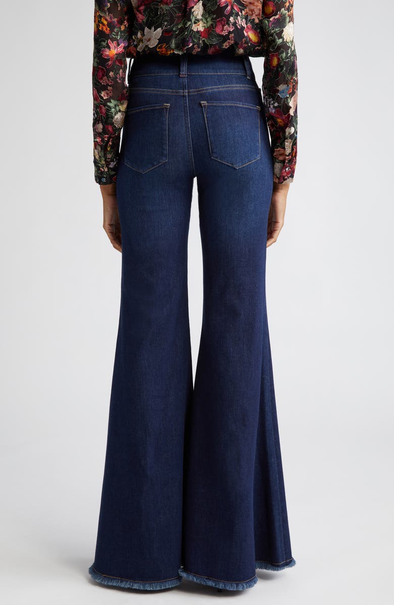 Alice + Olivia High Waist Ruffle Flare Leg Jeans, Alternate, color, Dream On
