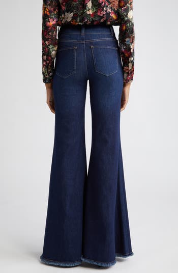 High Waist Ruffle Flare Leg Jeans