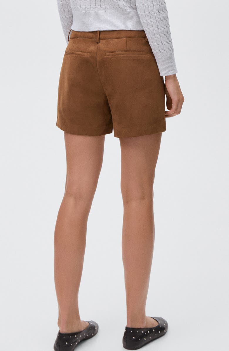 MANGO TEEN Faux Suede Shorts, Alternate, color, Medium Brown