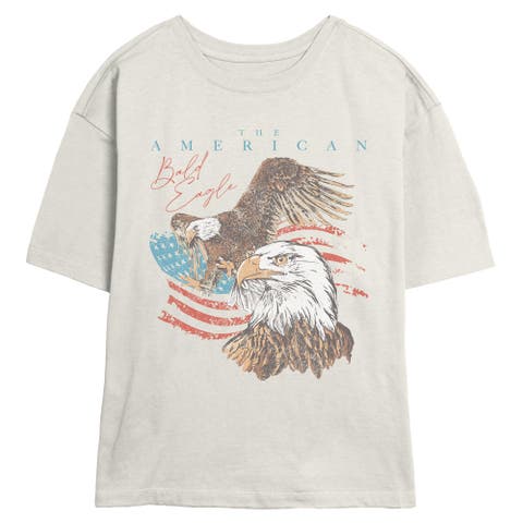 Junior's The American Bald Eagle Short Sleeve Skimmer T-Shirt