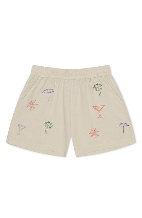 Palms Evil Eye Organic Cotton Drawstring Shorts