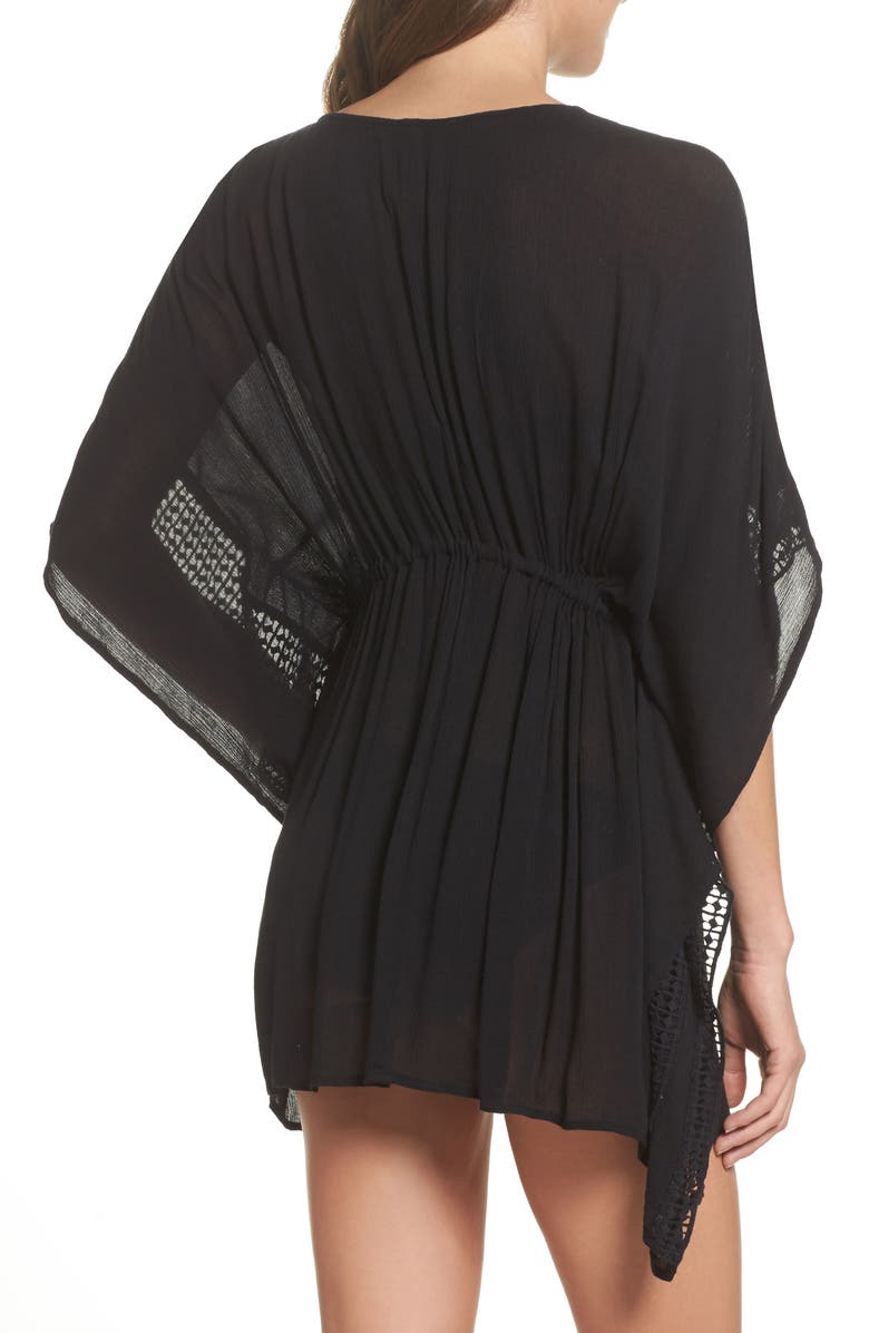 Elan Crochet Cover-Up Tunic, Alternate, color, Black