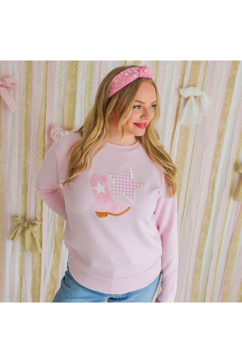 Bandana Cowgirl Patch Western Women's Sweatshirt, Alternate, color, Ballet Pink