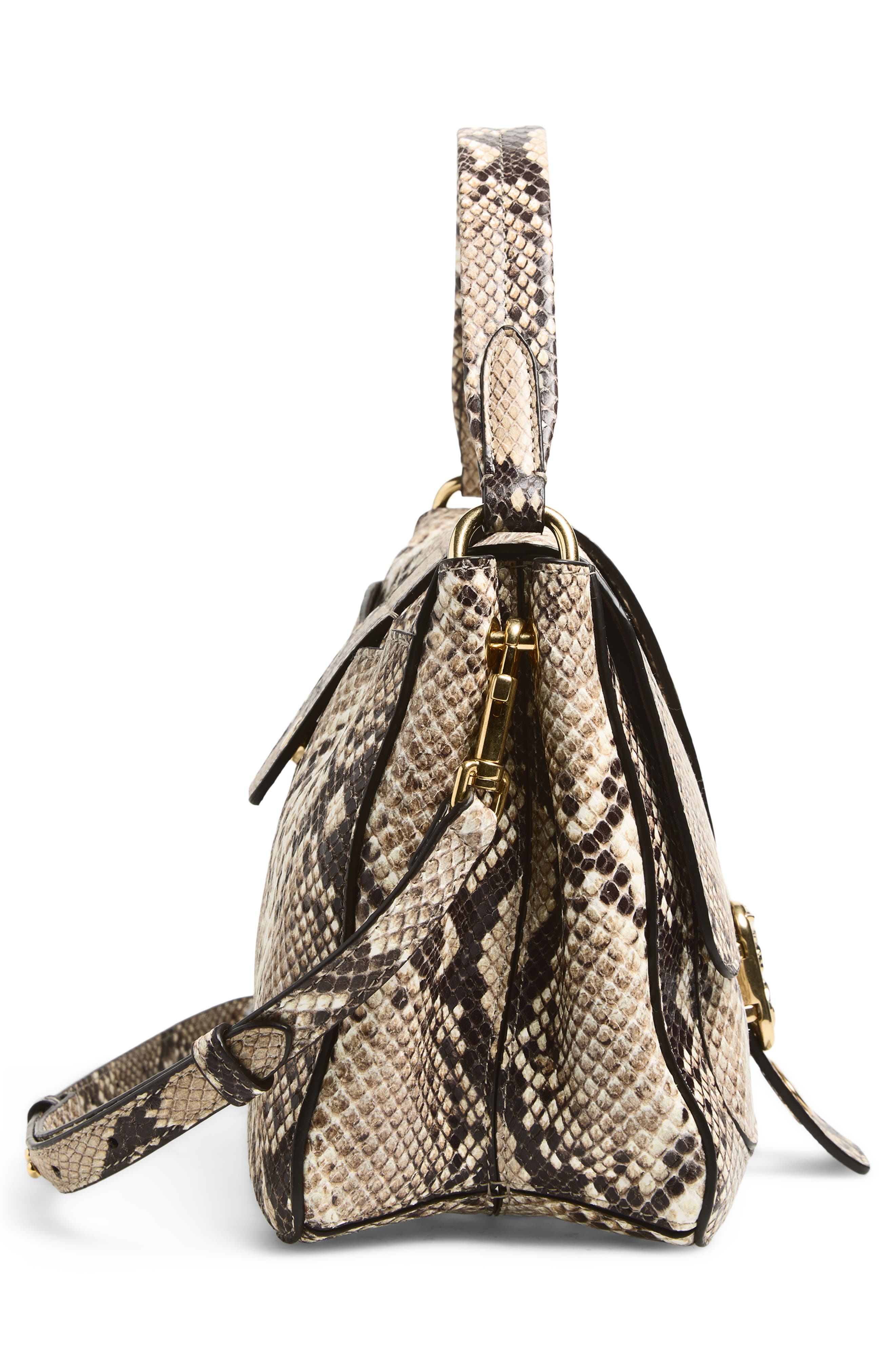 Burberry Small Rider Bag, Alternate, color, Natural/ Dk Brown