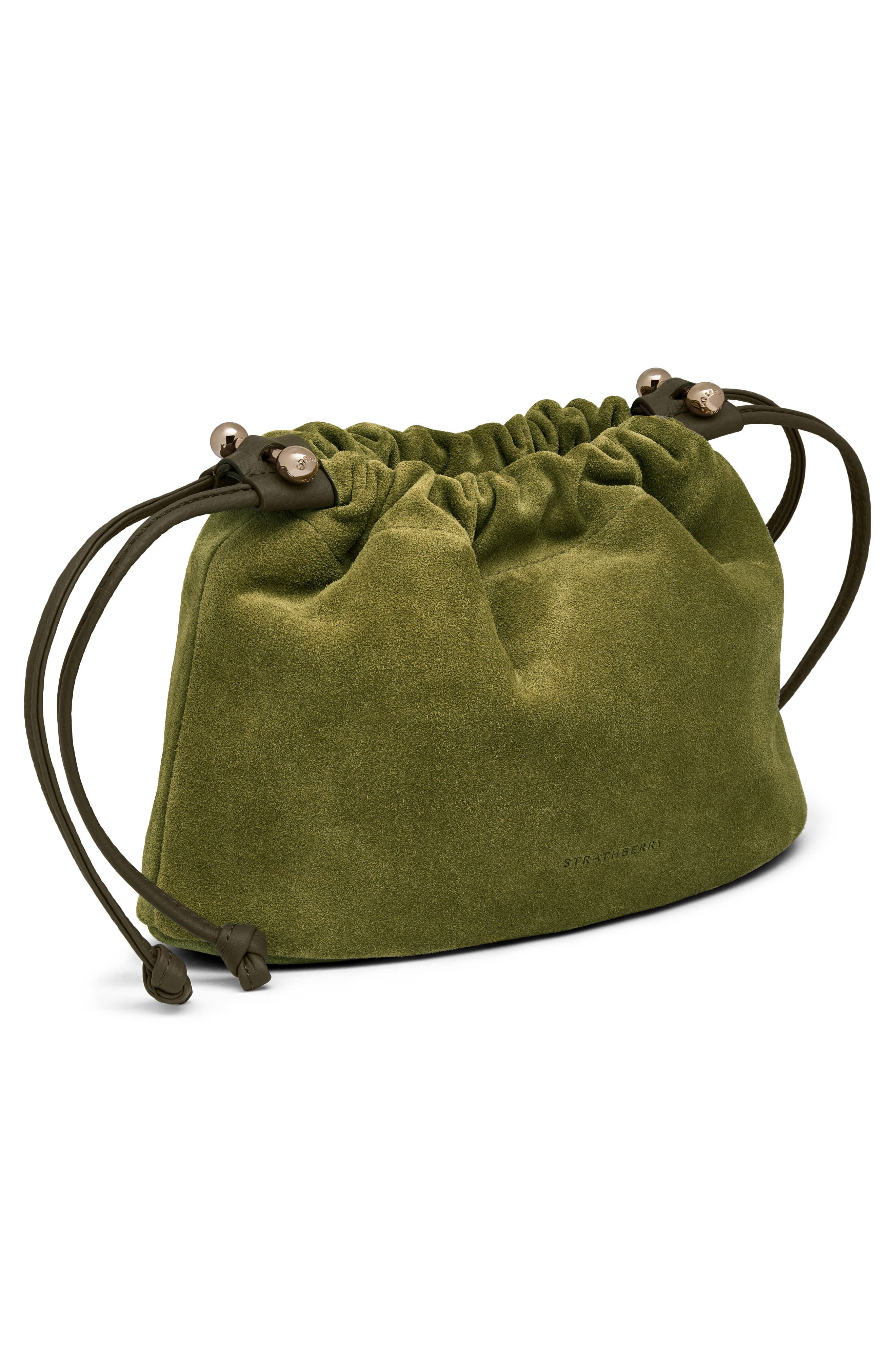 Drawstring Suede Crossbody Bag, Alternate, color, LIME/ KHAKI