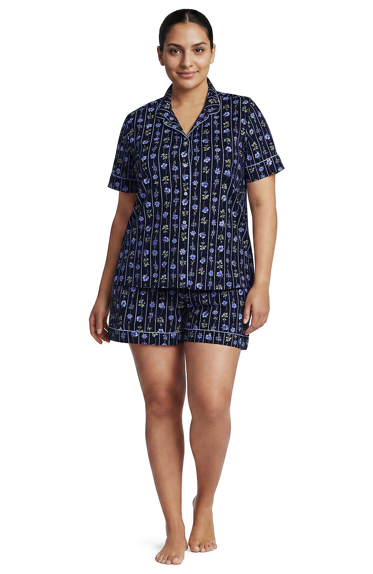 Deep Sea Navy Floral Stripe