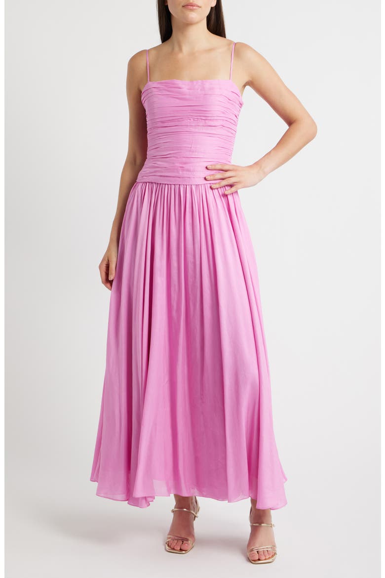 Jordyn Ruched Bodice Dress, Main, color, LIPSTICK