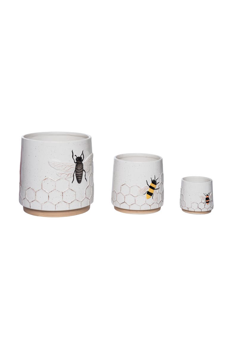 Dolomite Bee Planters Set of 3 Multicolored for Spring Garden Decor, Alternate, color, Multicolored