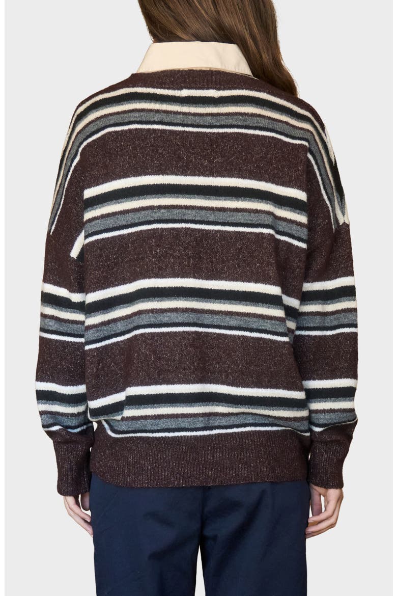 Pullover V-Neck Sweater, Alternate, color, BROWN MULTI