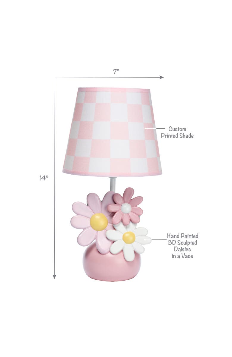 Lambs & Ivy Daisy Dreams Hand-Painted Floral Lamp w/ Shade and LED Bulb, Alternate, color, Pink