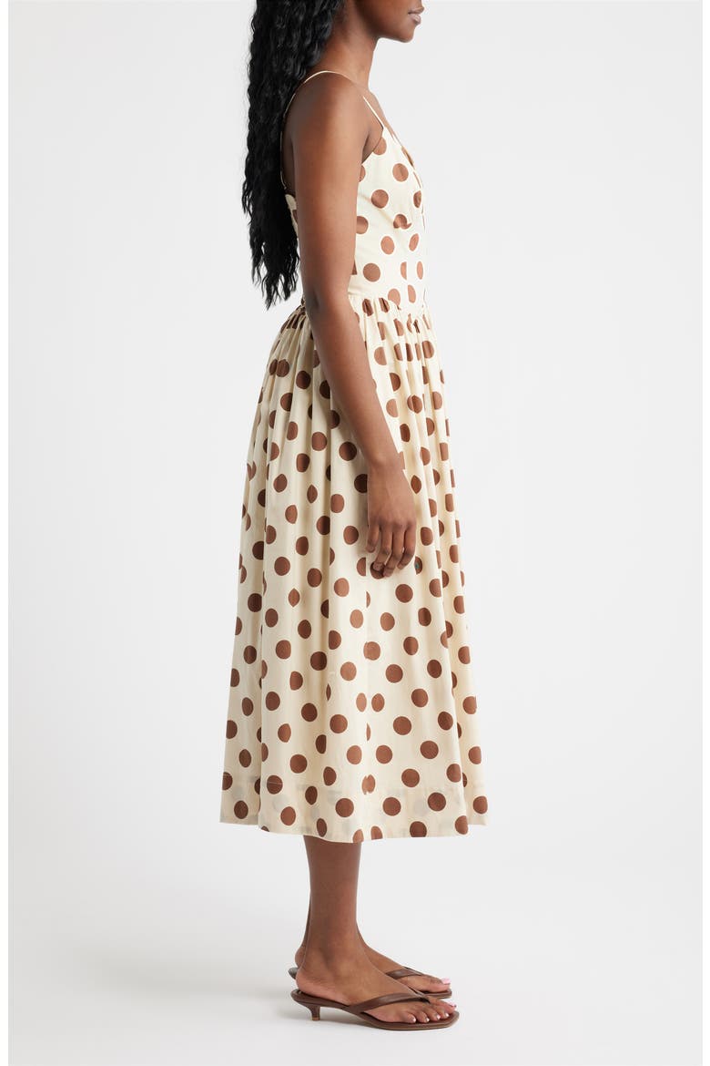 Everly Dot Sleeveless Midi Dress, Alternate, color, CREAM BROWN