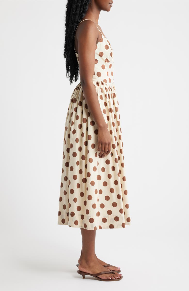 Lucy Paris Everly Dot Sleeveless Midi Dress, Alternate, color, Cream Brown