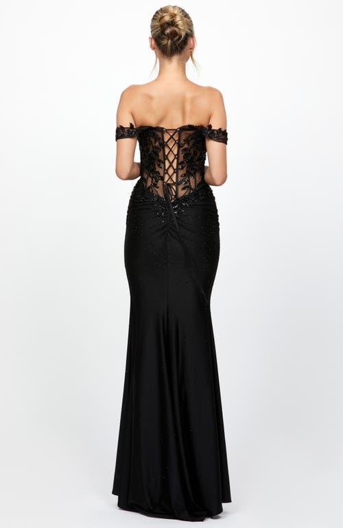 Bariano Maryam Off Shoulder Gown In Black