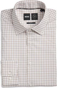 BOSS Hank Slim Fit Shadow Check Stretch Dress Shirt