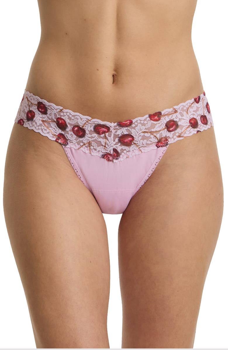 Hanky Panky Print Low Rise Thong, Main, color, Cherry Delight Pink
