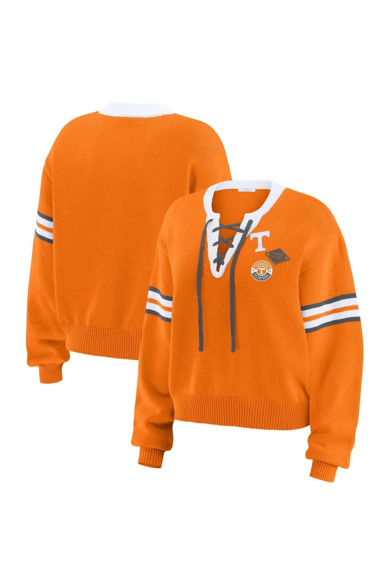 Women's WEAR by Erin Andrews Tennessee Orange Tennessee Volunteers Lace-Up Pullover Sweater, Alternate, color, Tennessee Orange