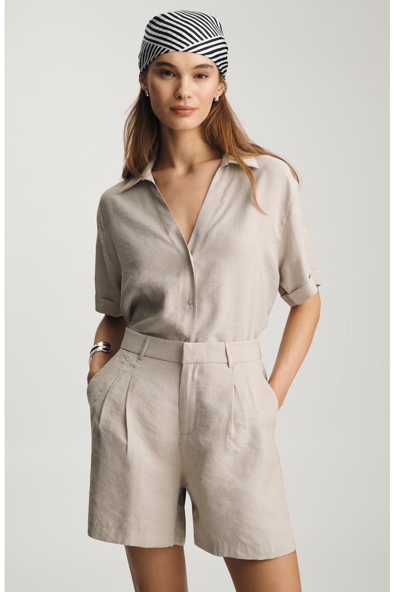 Pleated Trouser Shorts, Alternate, color, OYSTER GRAY