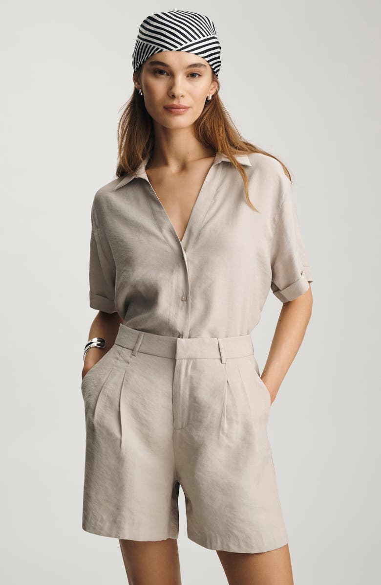 Mavi Jeans Pleated Trouser Shorts, Alternate, color, Oyster Gray