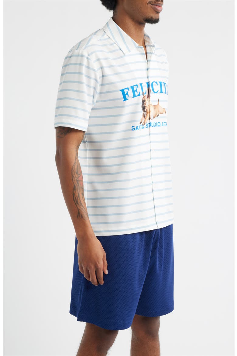 Felicità Stripe Cotton Button-Up Shirt, Alternate, color, WHITE