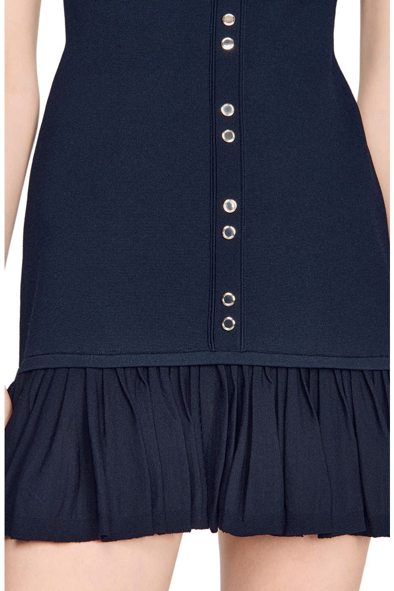 Short knit dress with ruffles, Alternate, color, Midnight blue